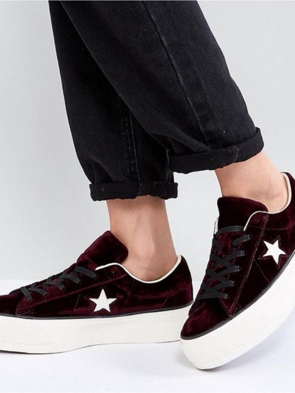Converse, One Star, Velvet Ox Blood Platform Sneakers, sz 6.5